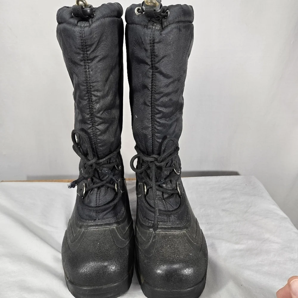 Sorel Boots Womens 8 Snowlion Waterproof Felt Lined Black Tall Snow Mid Calf